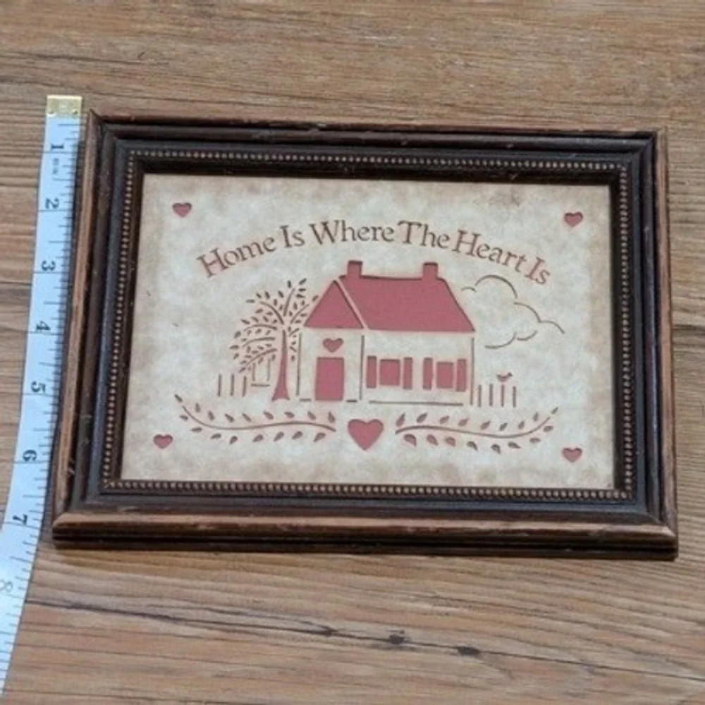 Vintage Figi Graphics‎ Country Cuts Folk Art Home Is Where The Heart Is Framed